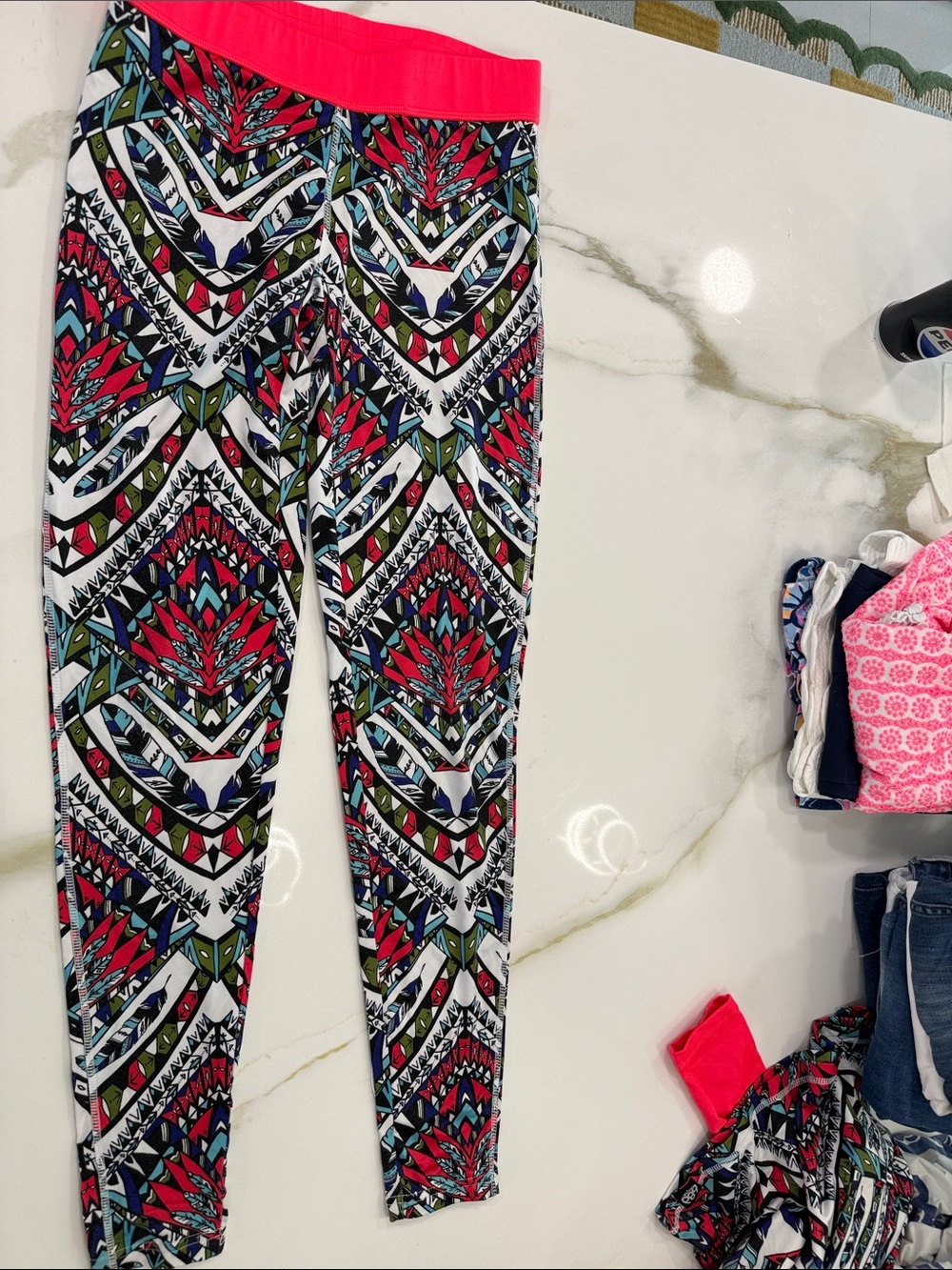 686 Neon Pink Waist Multicolor Aztec Leggings